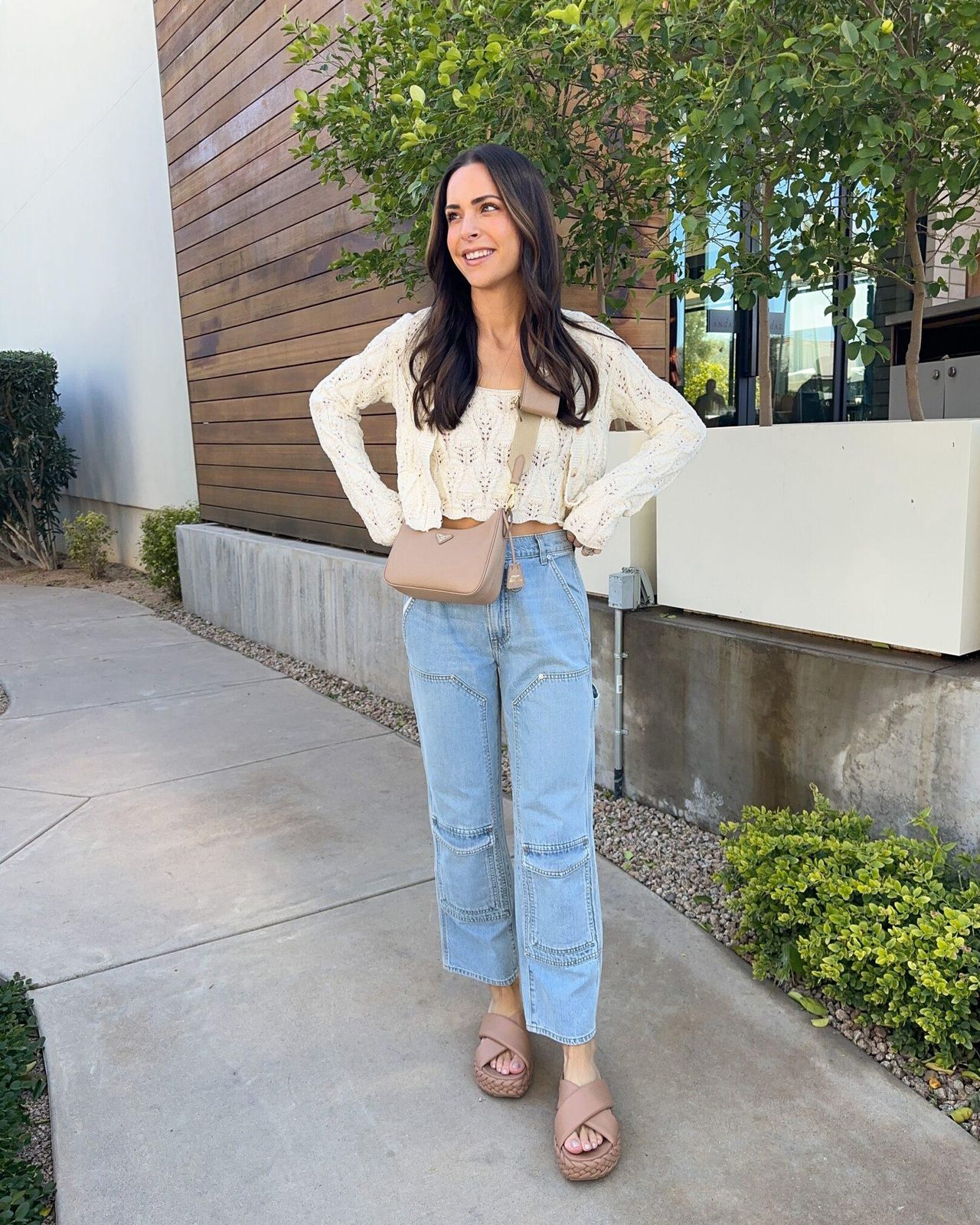 Relaxed Wide-Leg Jeans with Open-Knit Cardigan — Scottsdale Outfits