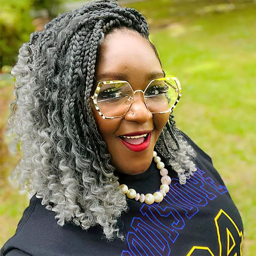 Shoulder Length Grey Box Braids With Two Tones Shoulder Length Grey Box Braids With Two Tones — Goddess Box Braids