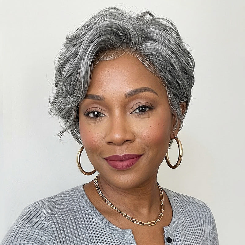 Salt and Pepper Pixie With Layers Salt and Pepper Pixie With Layers — Gray Pixie