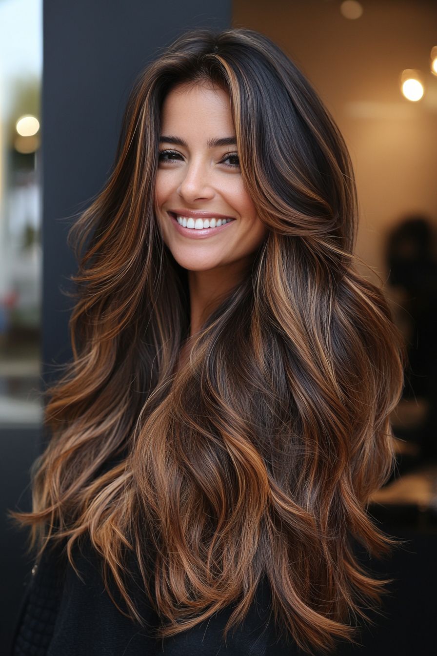 Dark Brown With Face-Framing Balayage Dark Brown With Face-Framing Balayage — Balayage Over 40