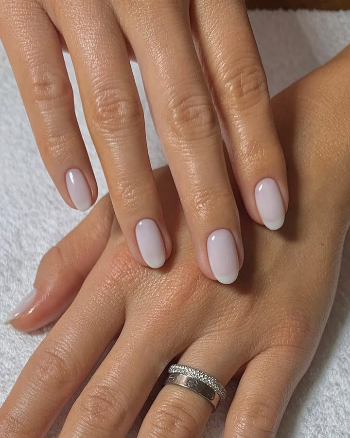 Classic French Short Oval Nails — Anniversary Nails