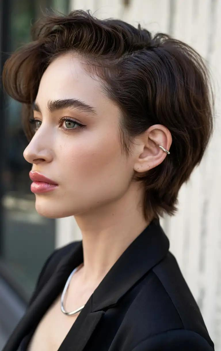 Textured Pixie with Crown Volume Textured Pixie with Crown Volume — Haircuts for Diamond Faces