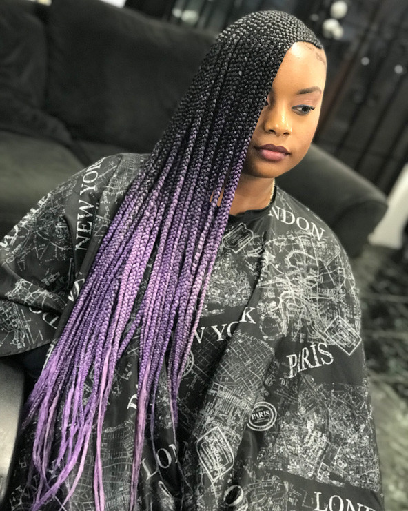 Black to Purple Ombré Box Braids — Purple Braids