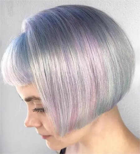 Chin Length Bob With Soft Pastel Blend — Holographic Hair