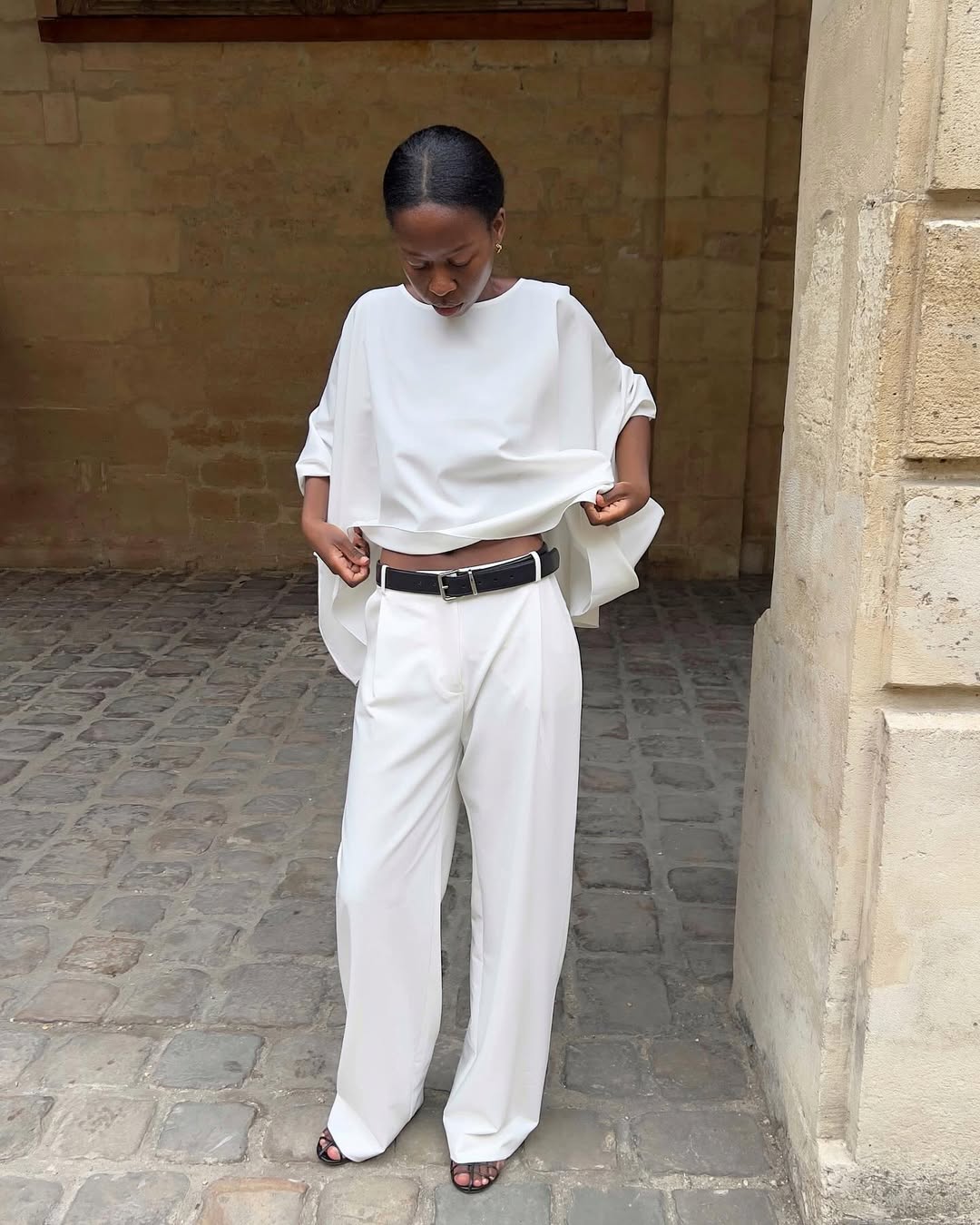 Airy White Outfit with Black Accents — Monochrome Outfits