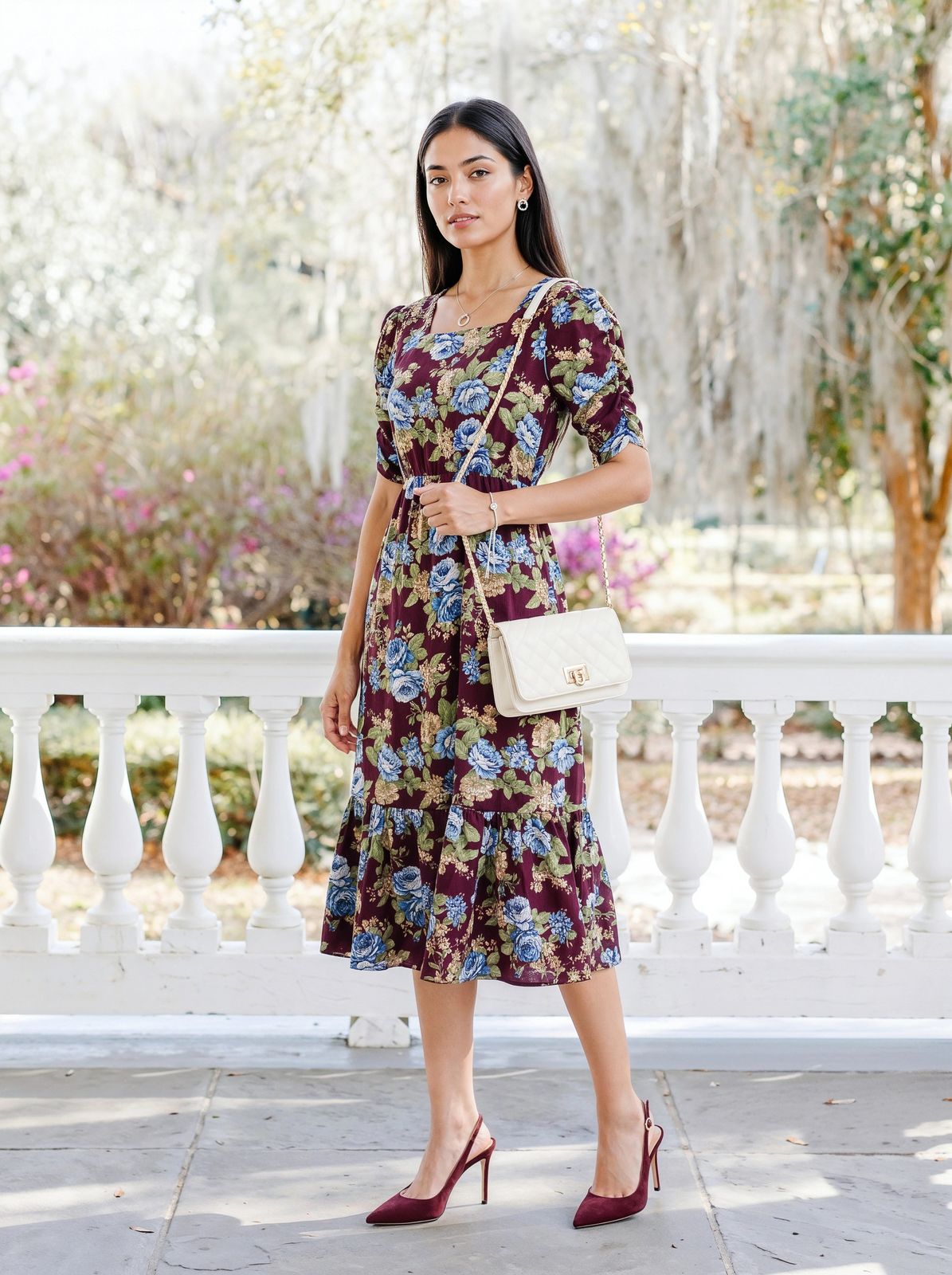 Floral Print Fit and Flare Midi for Daytime Floral Print Fit and Flare Midi for Daytime — Fit and Flare Dresses
