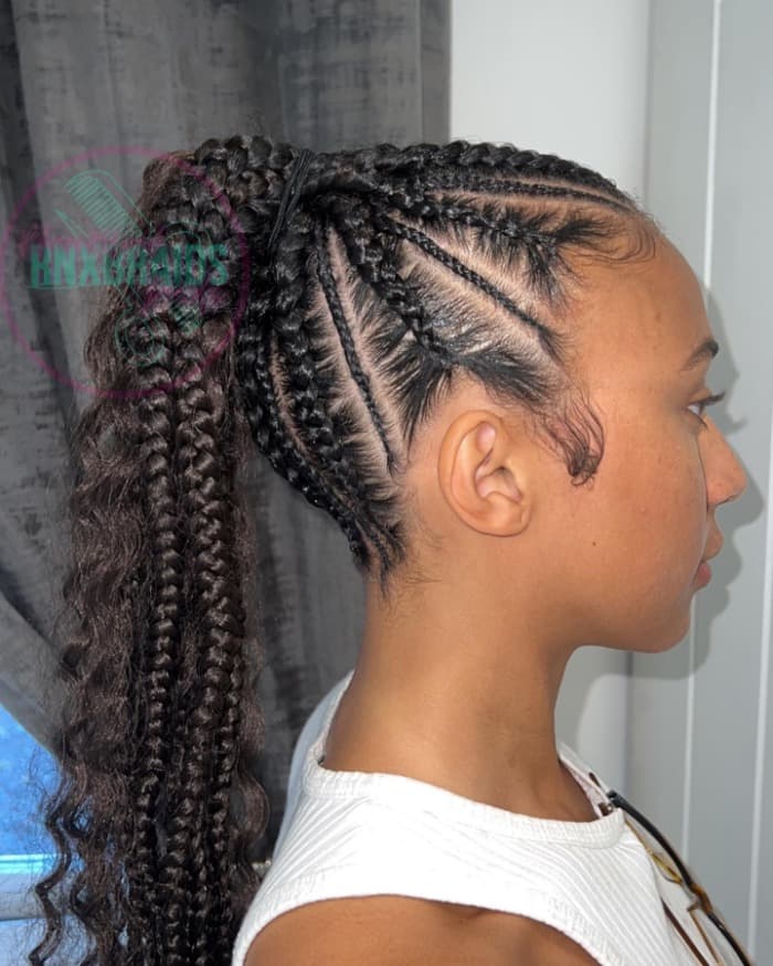 Intricate Cornrows With Curly Ends — Braided Ponytail
