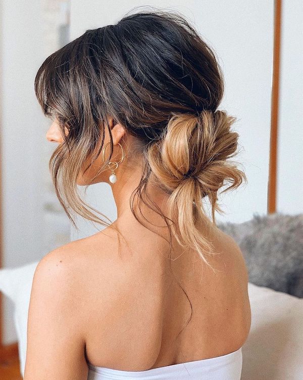 Messy Updo with Wispy Bangs — Party Hairstyles