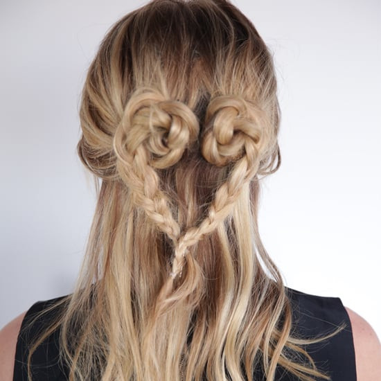 Double Heart Buns on Blonde Hair Double Heart Buns on Blonde Hair — Heart Part Braids