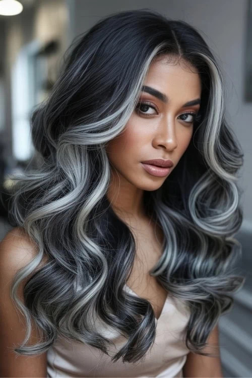 High-Contrast Silver and White Balayage High-Contrast Silver and White Balayage — Balayage on Black Women
