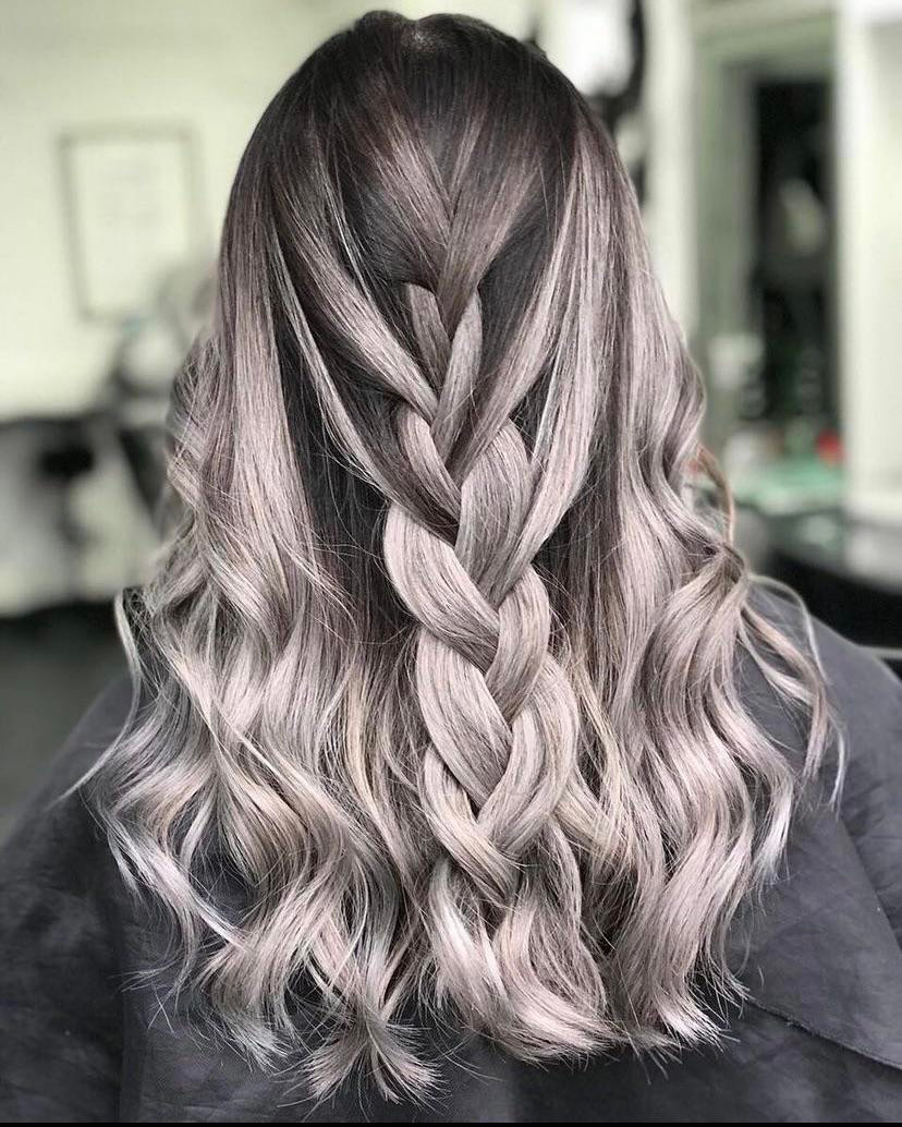 Mid-Back Visual Idea Mid-Back Visual Idea — Silver Highlights on Black Hair