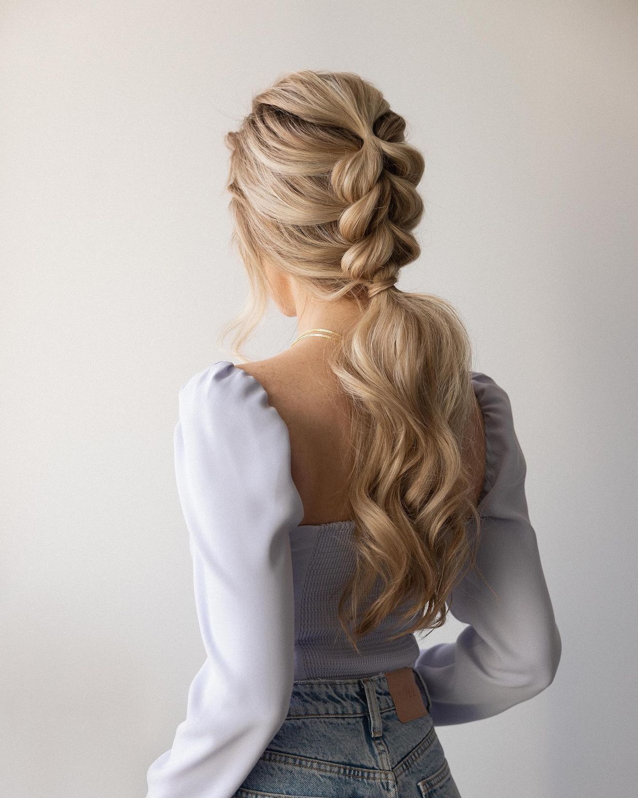 Braided Updo with Low Ponytail Braided Updo with Low Ponytail — Hiking Hairstyles