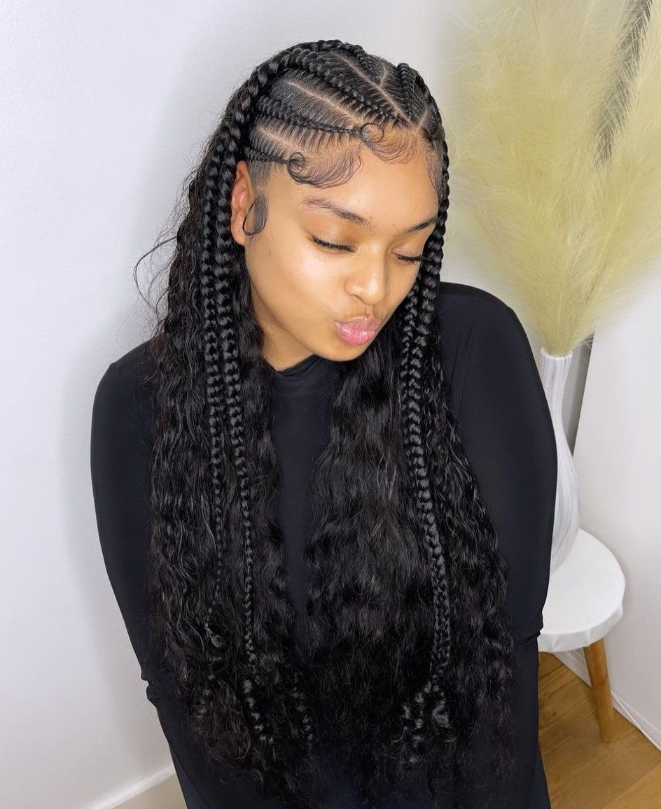 Multiple Stitch Braids With Wavy Extensions