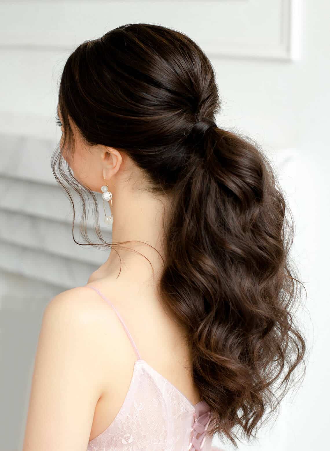 Romantic Low Dark Brown Chignon Romantic Low Dark Brown Chignon — Updos for Long Hair
