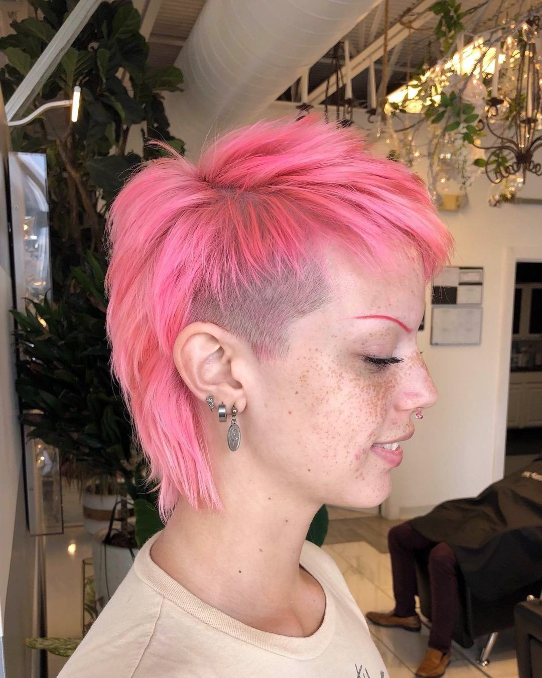 Vivid Pink Mullet with Shaved Sides — Mullet Haircuts for Women