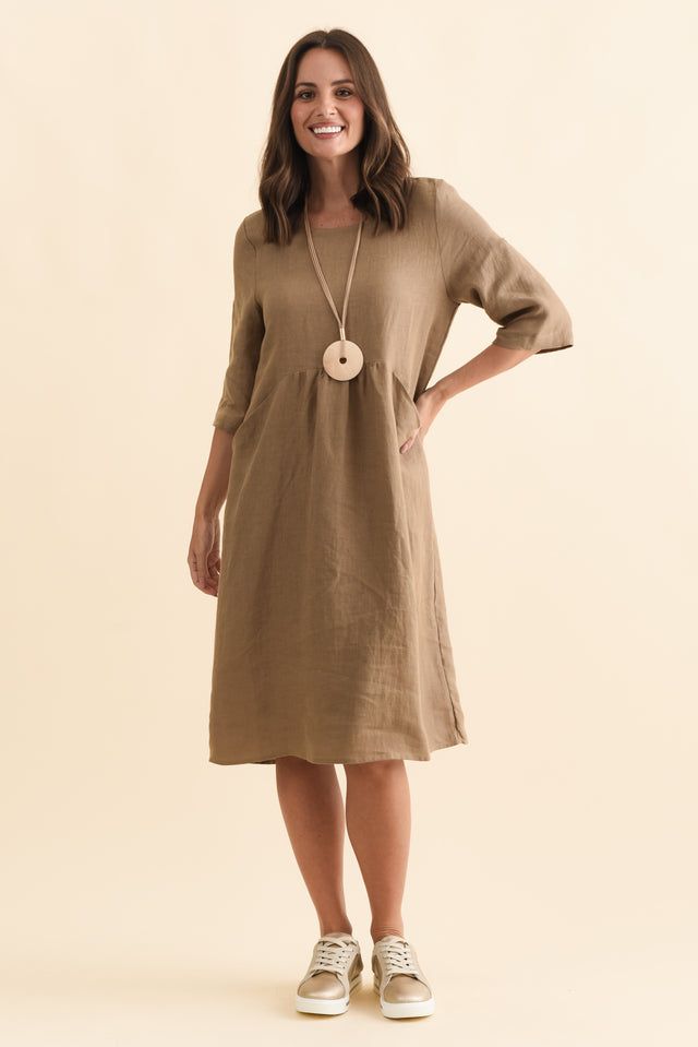 Linen Midi Dress with Gold Sneakers for Casual Chic — Cruise Dresses