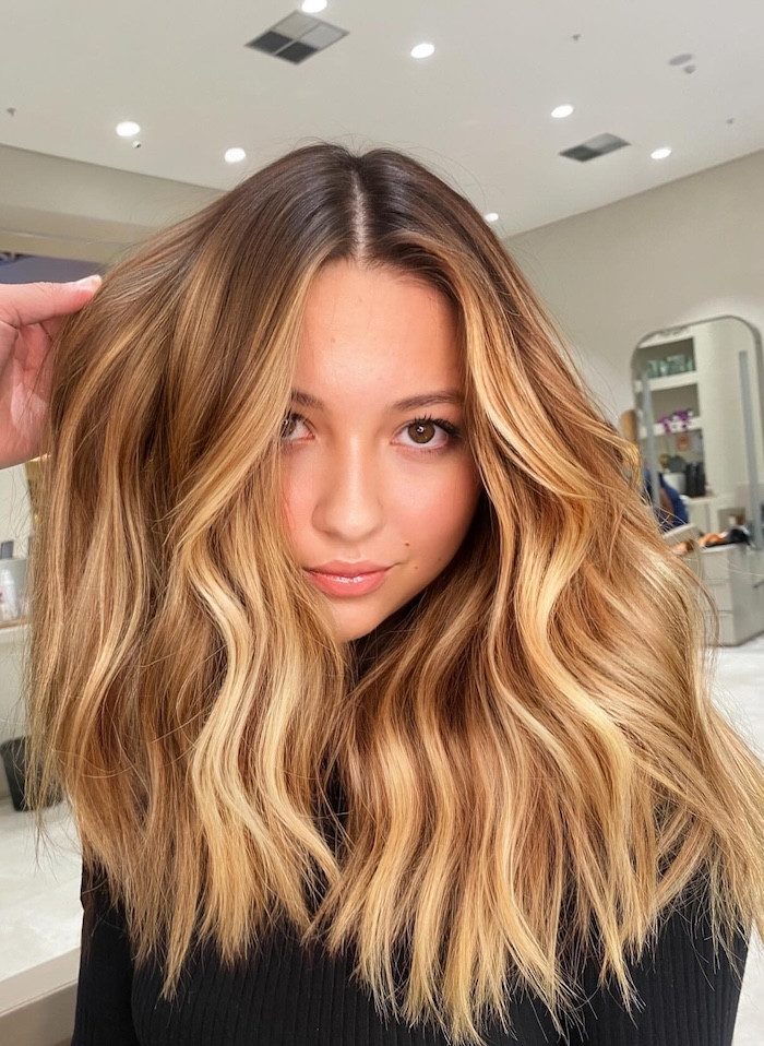 Dark Base With Face-Framing Caramel Blonde Dark Base With Face-Framing Caramel Blonde