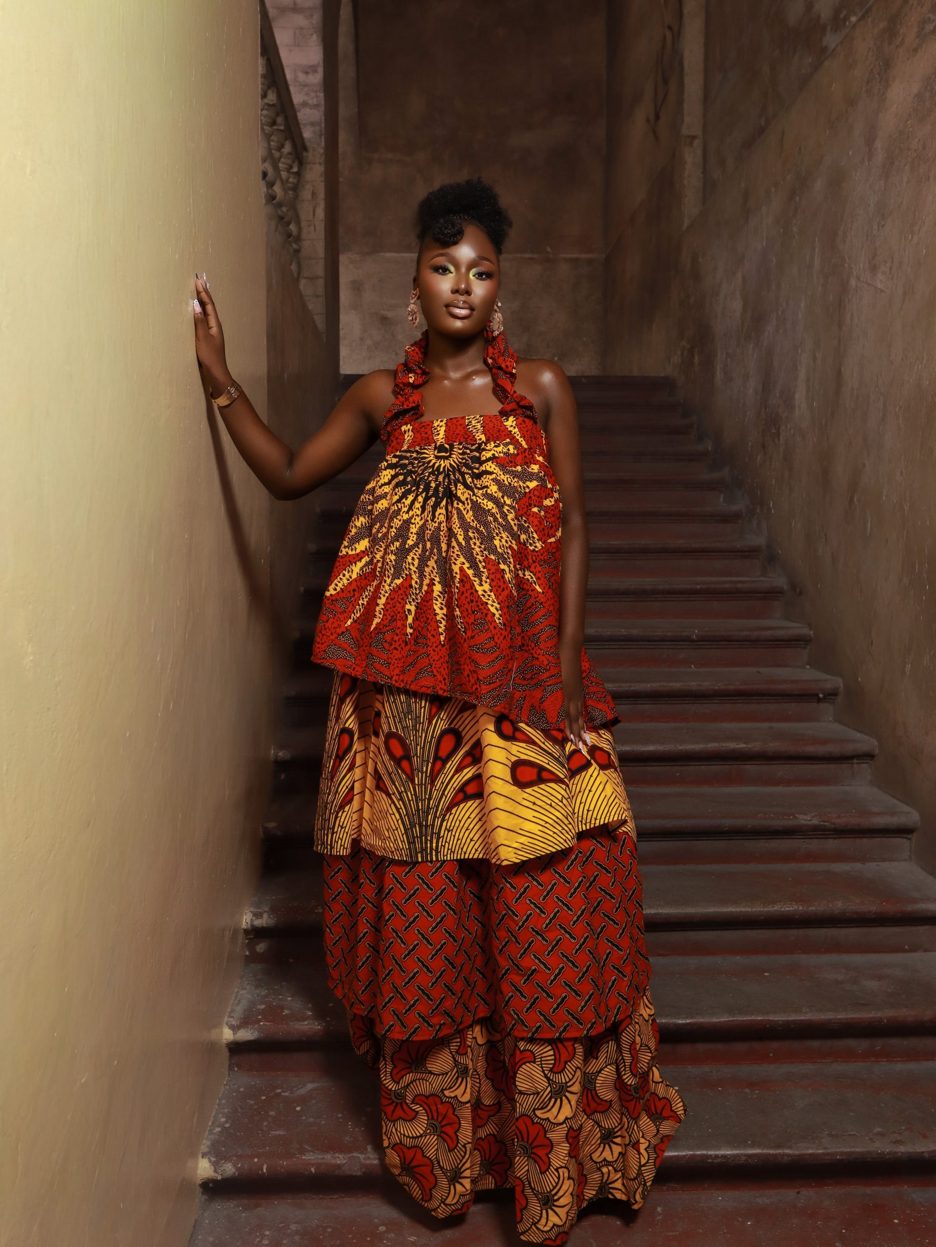 Chic Peplum Top and Tiered Skirt Set in African Print — African Print Dresses