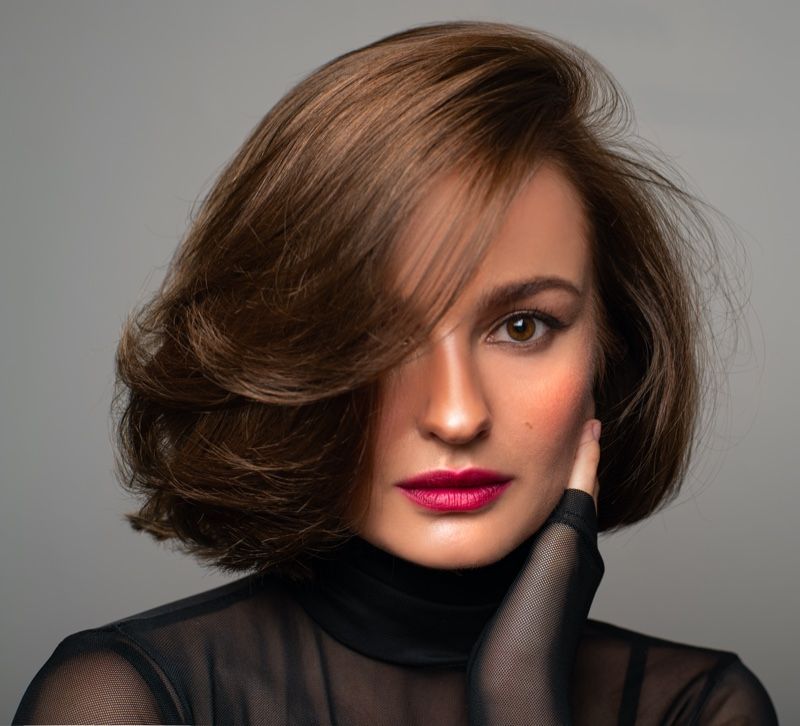 Medium Brown Layered Bob With Volume