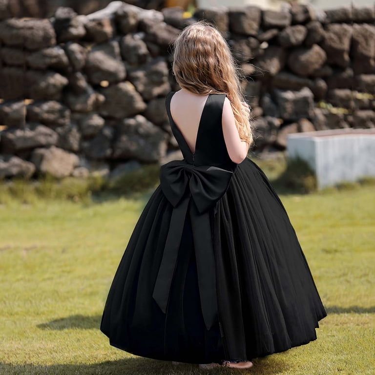 Black Satin and Tulle Ballgown with Oversized Bow Black Satin and Tulle Ballgown with Oversized Bow — Pageant Dresses