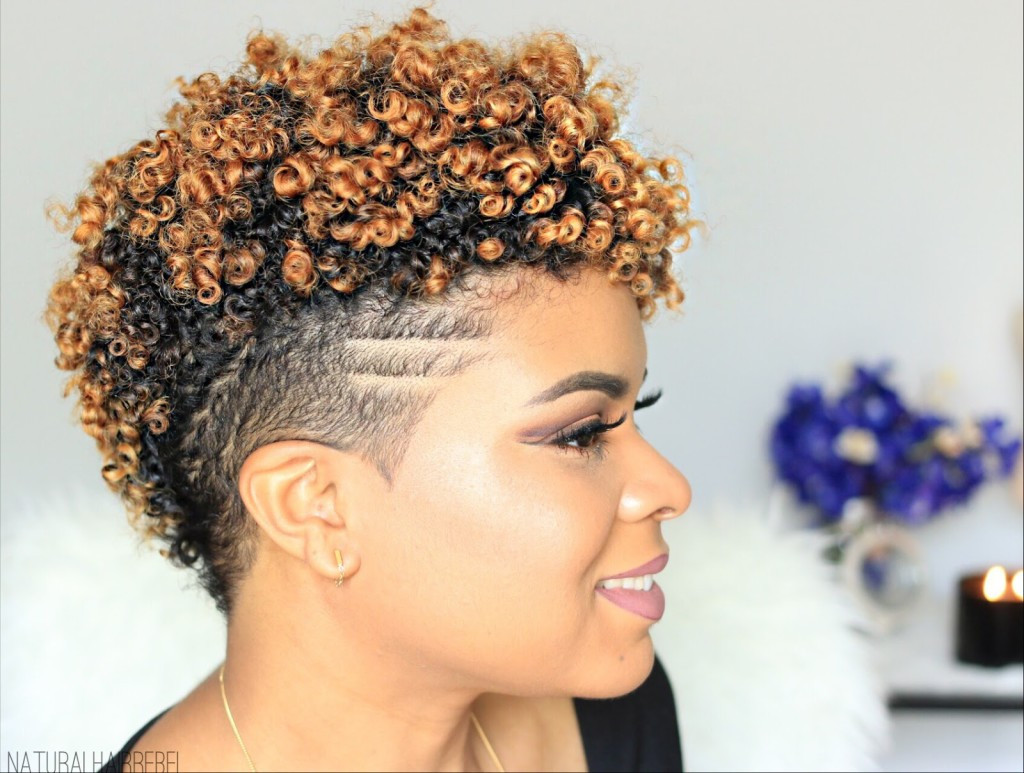 Black With Blonde Highlights And Shaved Design — TWA Hairstyles
