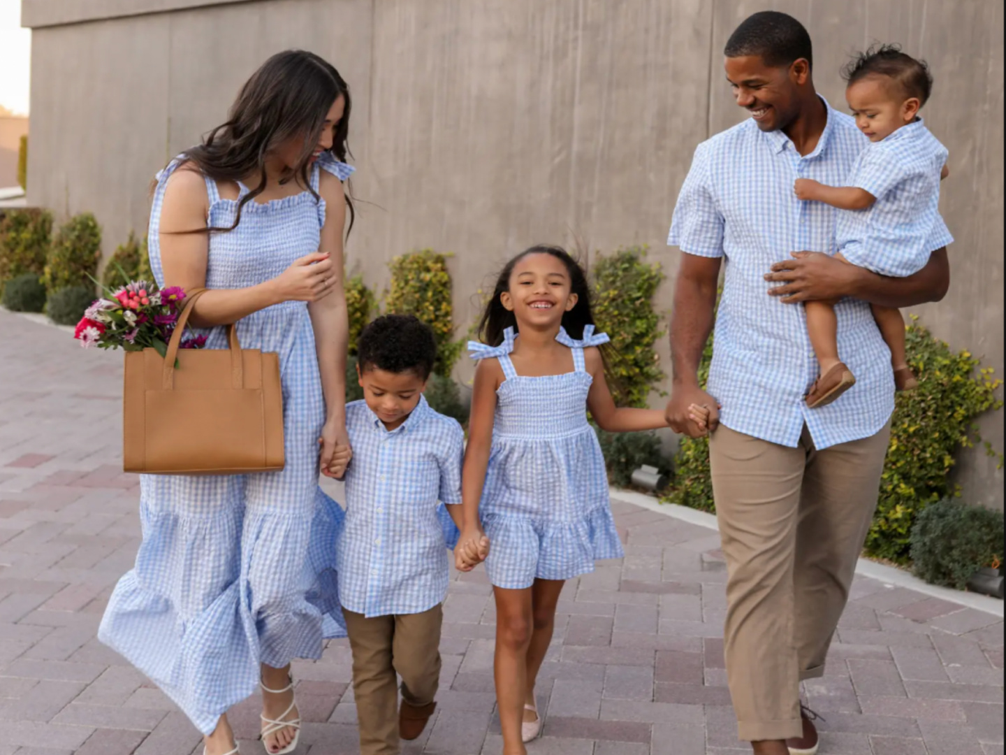 Gingham Getaway: Classic Blue and White Family Style — Matching Family Outfits