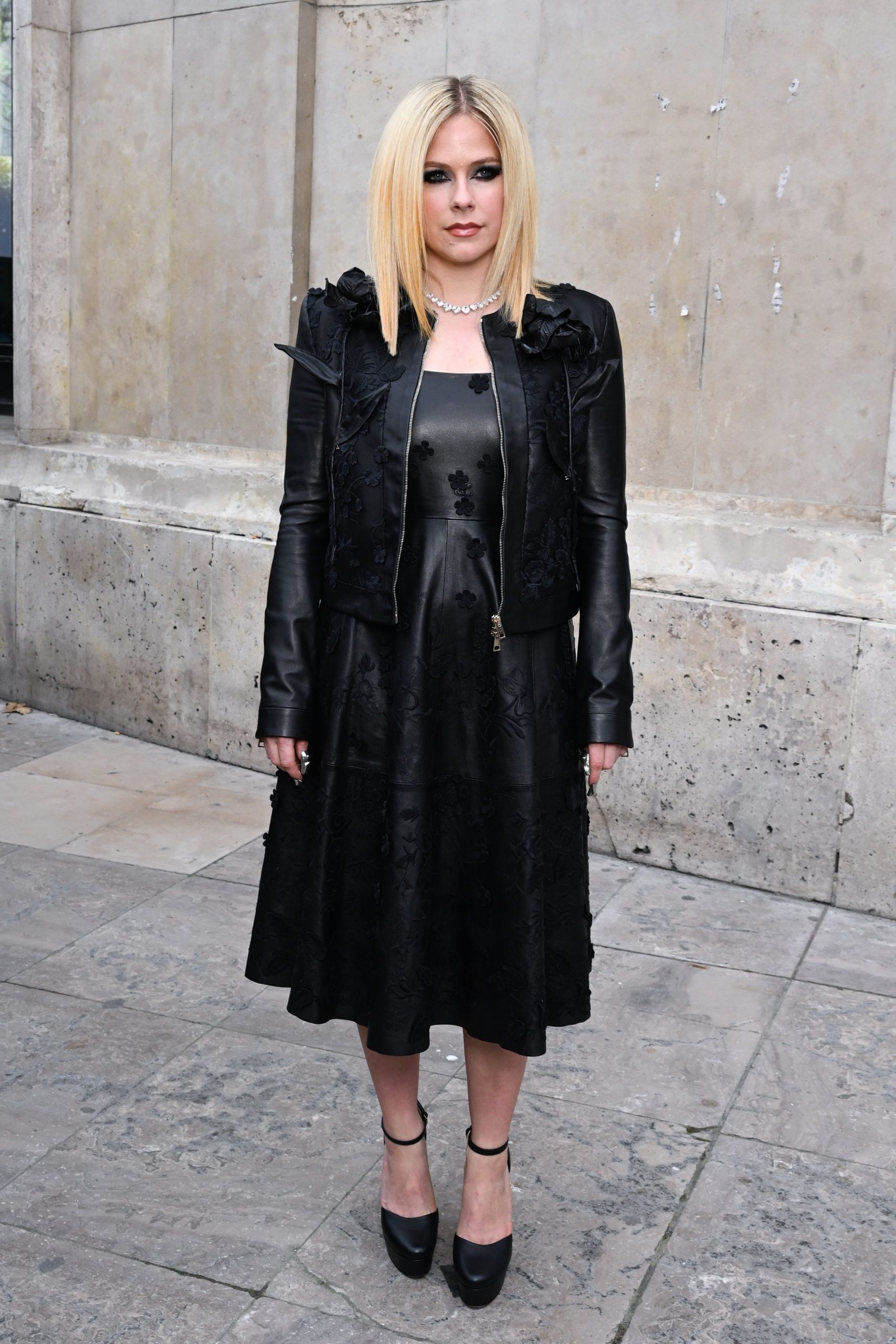 Embellished Leather Jacket with A-Line Dress Embellished Leather Jacket with A-Line Dress — Pop Punk Outfits