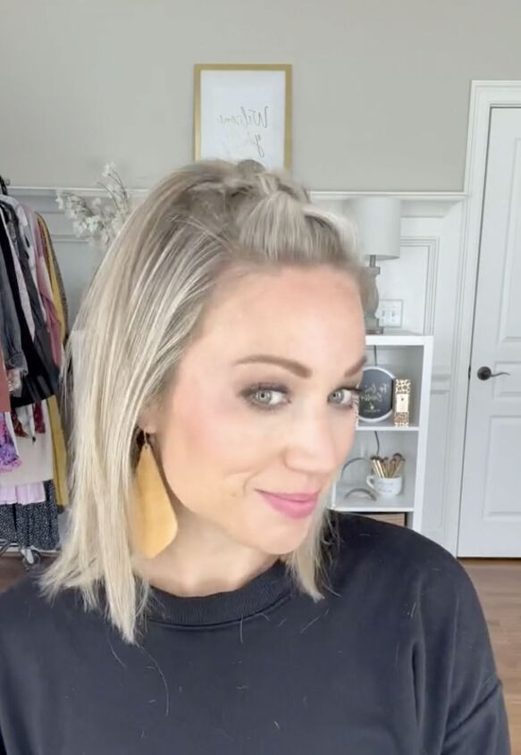 Ash Blonde Bob With Braided Top Ash Blonde Bob With Braided Top — Half Up Half Down Short Hair