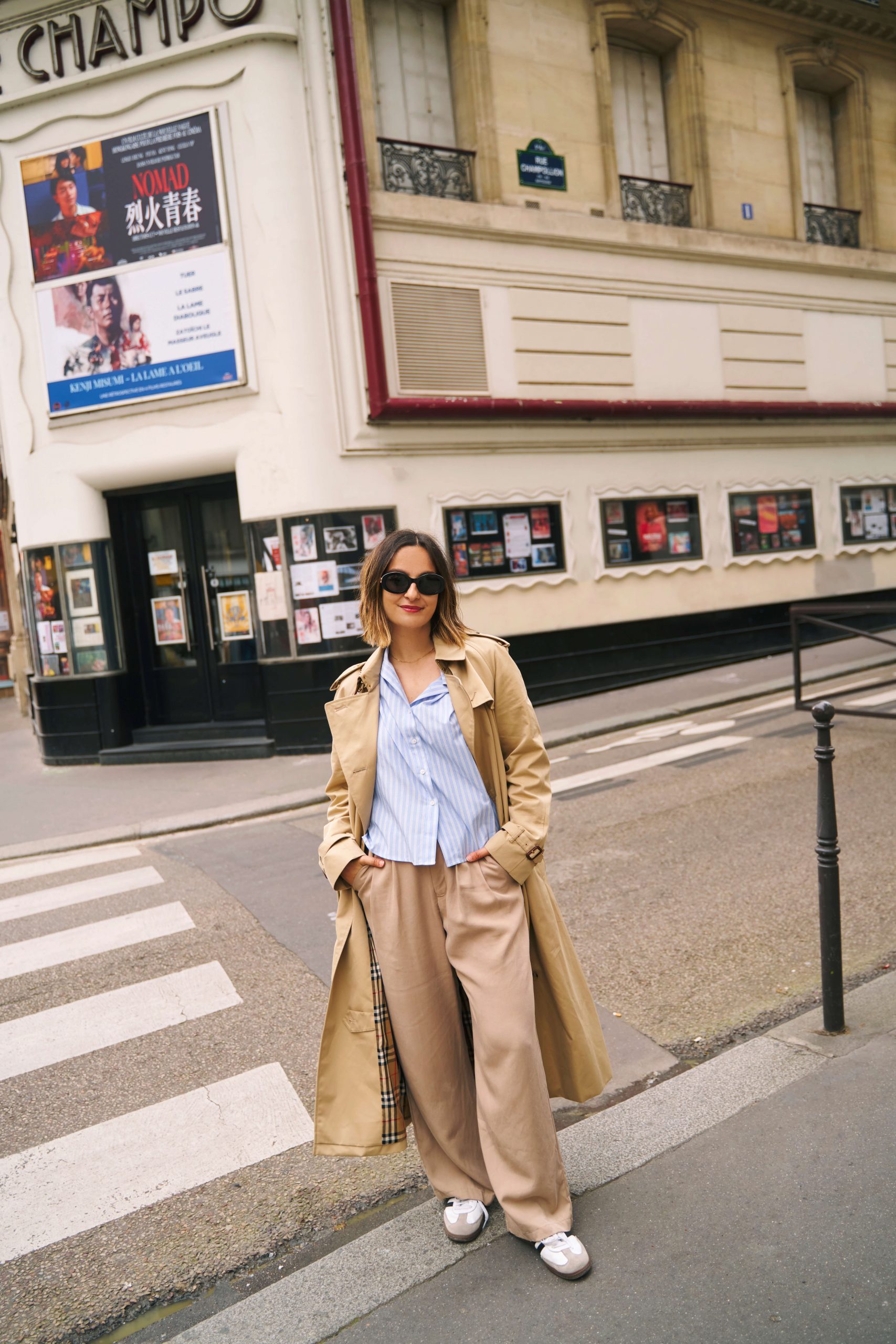 City Exploration: Trench Coat and Wide-Leg Trousers City Exploration: Trench Coat and Wide-Leg Trousers — Adidas Samba Outfits