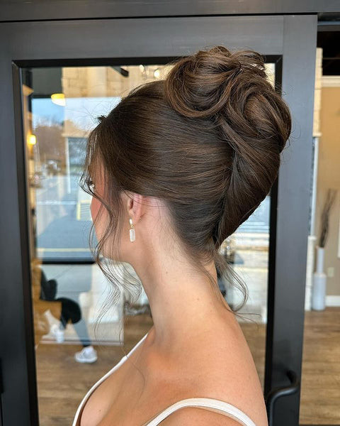 Voluminous Dark Brown Sculpted Updo Voluminous Dark Brown Sculpted Updo — Homecoming Updos