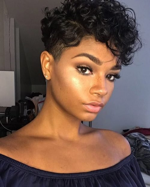 Ear Defined Curly Pixie With Undercut — Short Relaxed Hairstyles