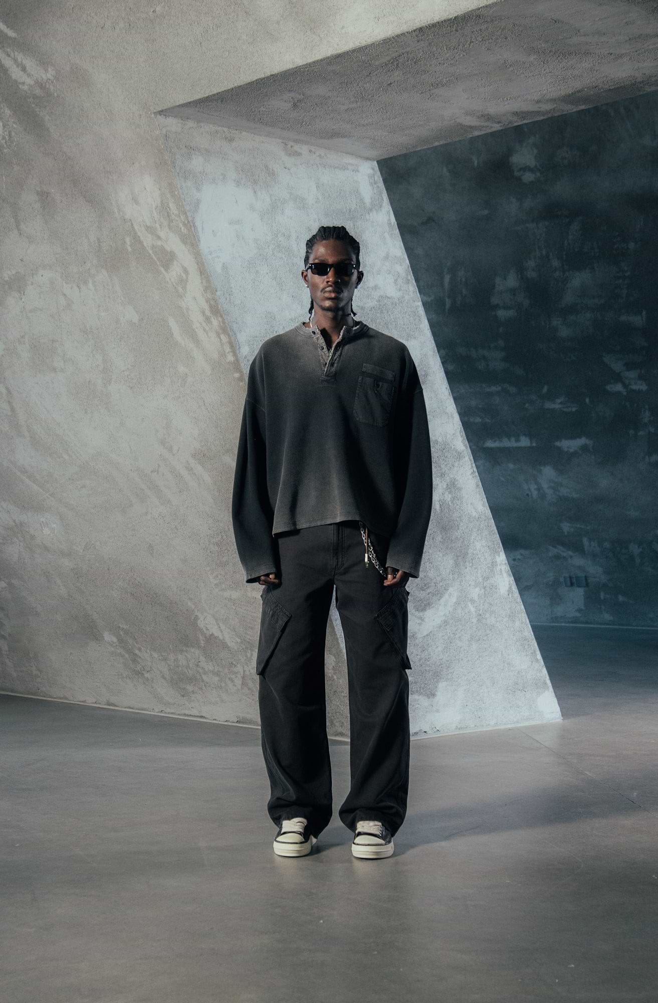 Long-Sleeve Polo with Oversized Cargo Pants Long-Sleeve Polo with Oversized Cargo Pants — Mens Streetwear Outfits