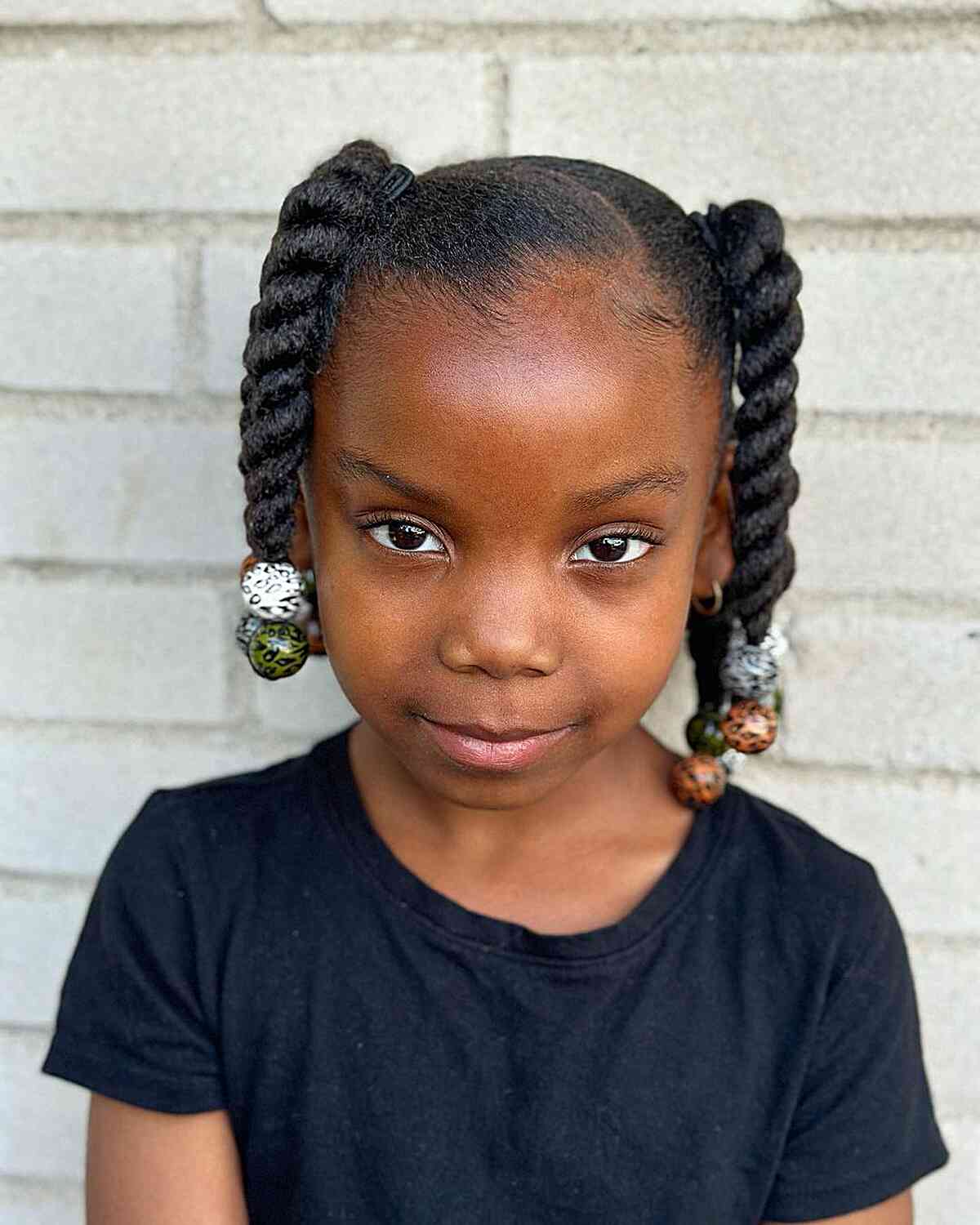 Flat Twist Pigtails With Colorful Beads Flat Twist Pigtails With Colorful Beads — Little Black Girl Hairstyles