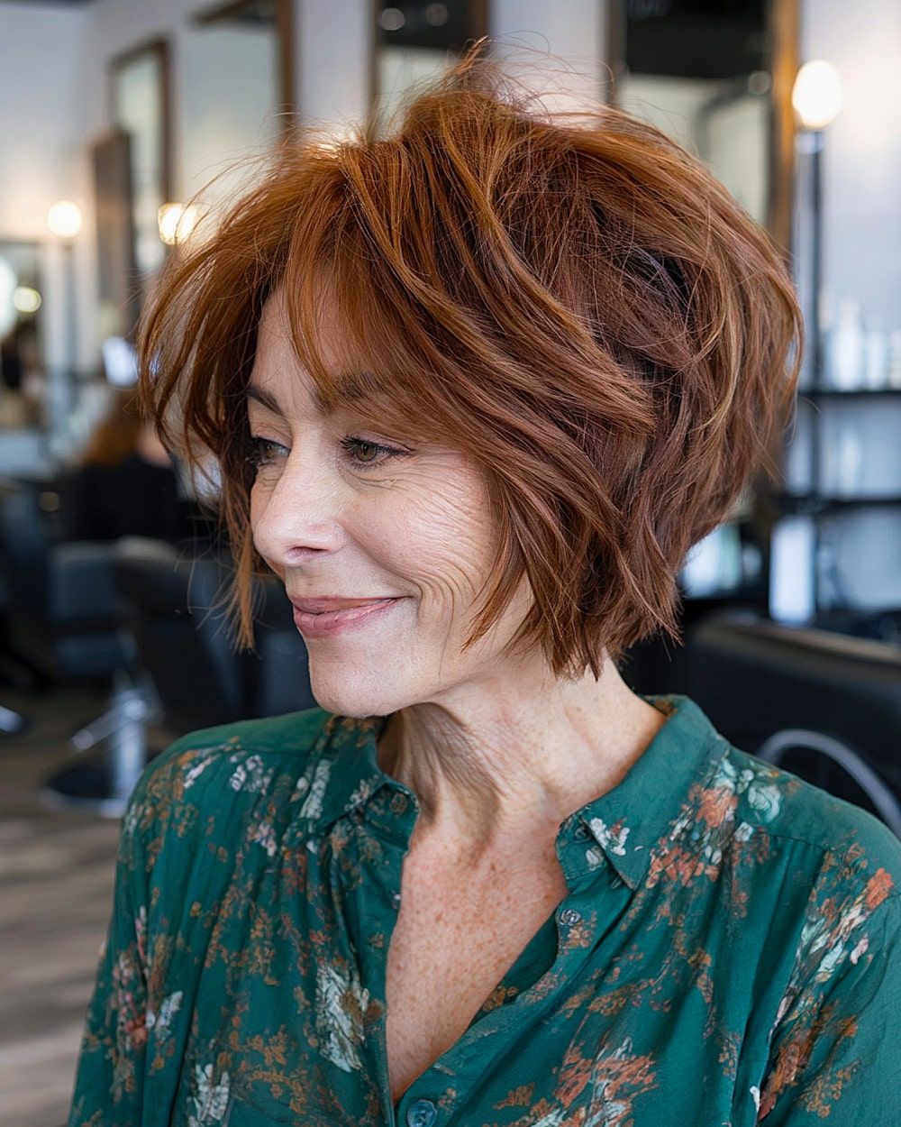 Copper Red Bob With Voluminous Layers — Choppy Bob