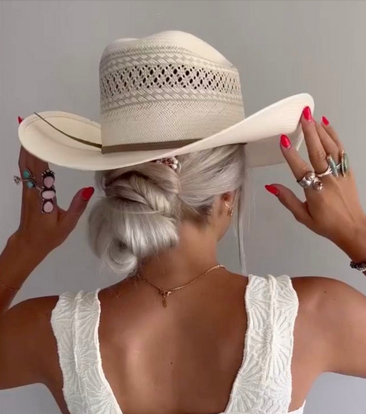 Sleek Ash Blonde Bun — Cowboy Hat Hairstyles