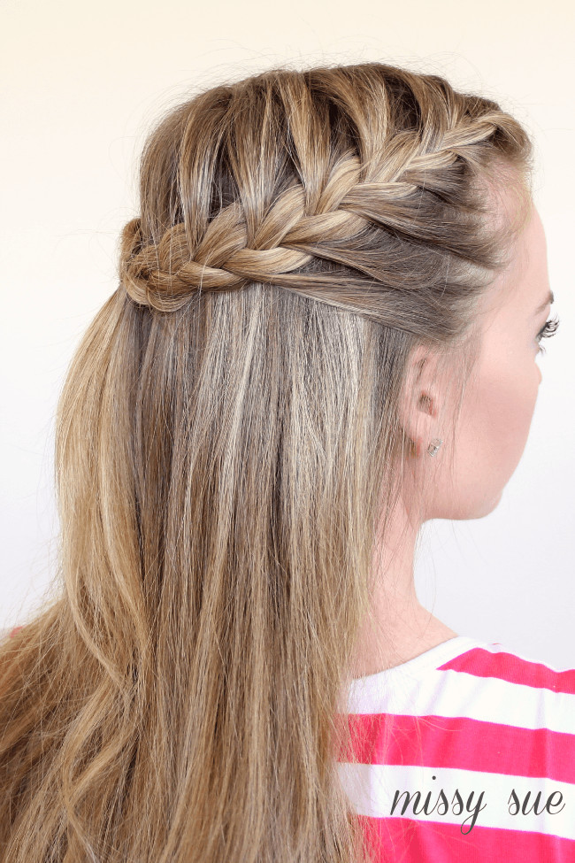 Shoulder Length Ash Blonde French Braid Shoulder Length Ash Blonde French Braid — Half Up Half Down with Braids