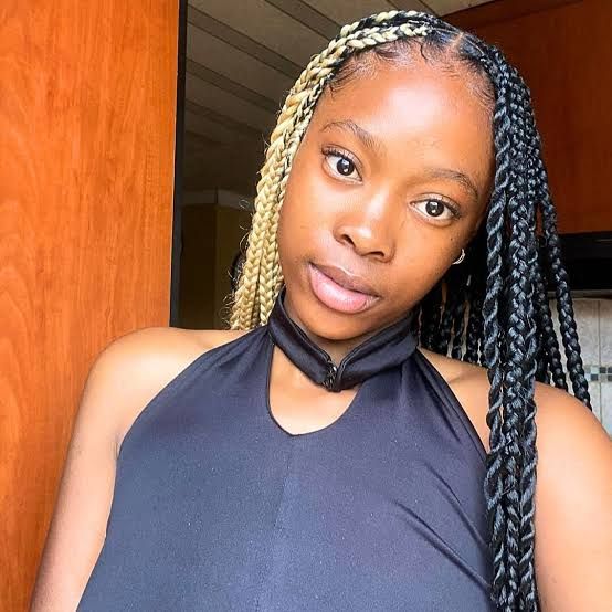 Black and Red Split Color Box Braids — Two Tone Braids