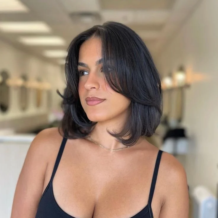 Short Layered Bob With Wispy Bangs Short Layered Bob With Wispy Bangs — Haircuts for Thick Hair