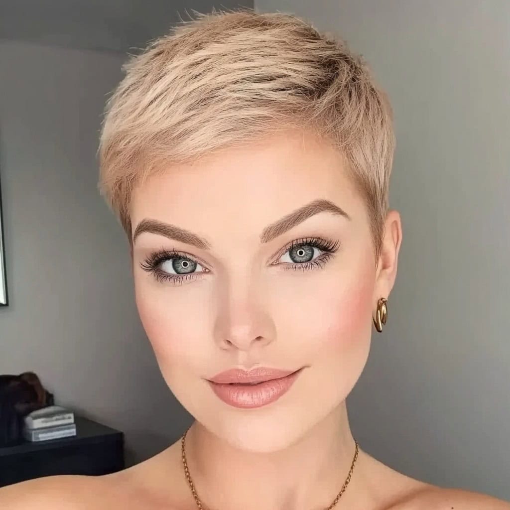Softly Swept Honey Blonde Pixie — Pixie Cut for Thin Hair