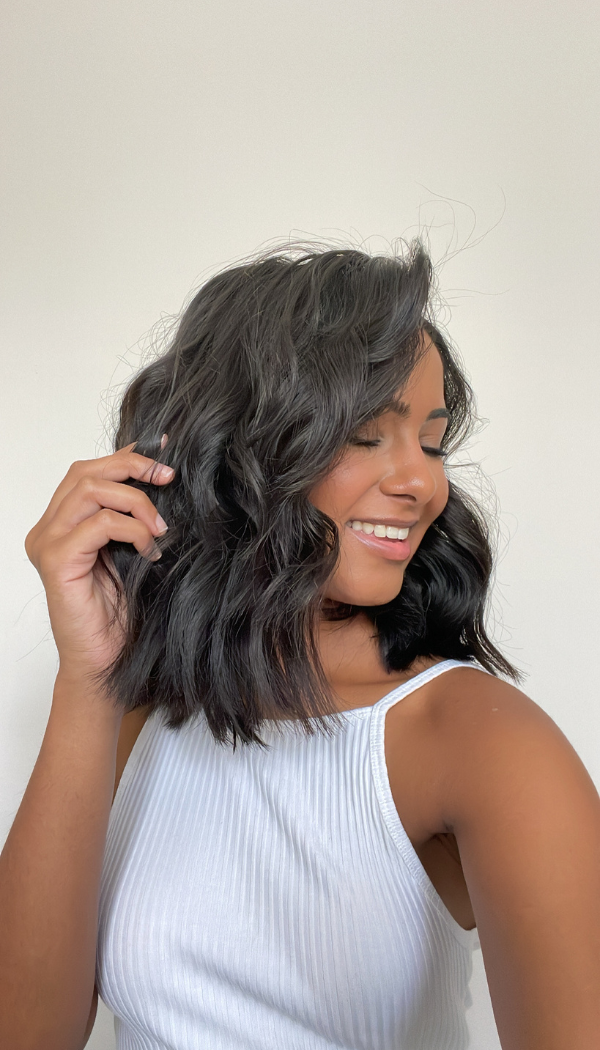 Tousled Bob Waves With Side Part Tousled Bob Waves With Side Part — Wand Curls