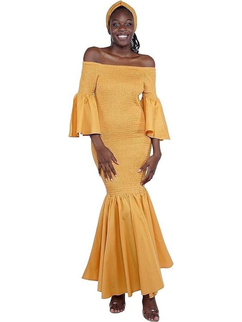 Ochre Yellow Off-Shoulder Gown Ochre Yellow Off-Shoulder Gown — Afrocentric Outfits