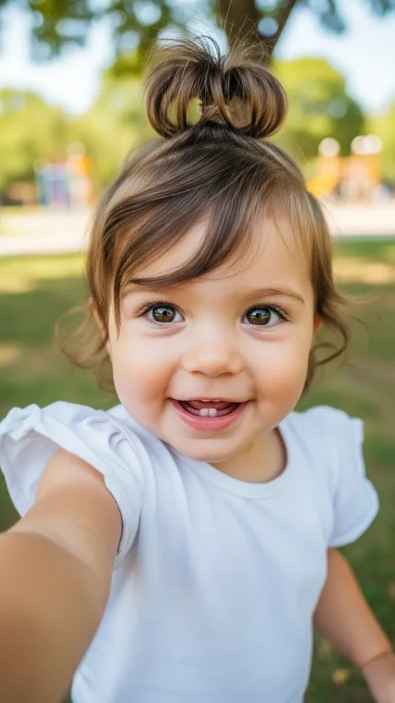 Top Knot With Loose Strands Top Knot With Loose Strands — Baby Girl Hairstyles