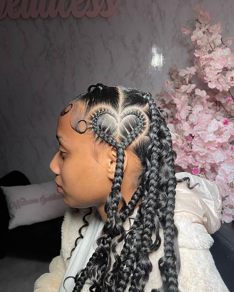 Heart Part Braids with Loose Curls Heart Part Braids with Loose Curls