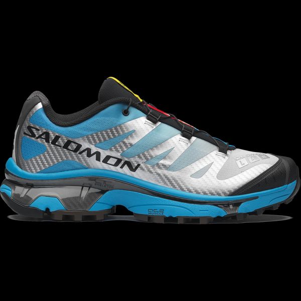 Trail Ready: White, Blue, and Grey Salomon Trail Runners with Red and Yellow Accents Trail Ready: White, Blue, and Grey Salomon Trail Runners with Red and Yellow Accents — Salomon Outfits