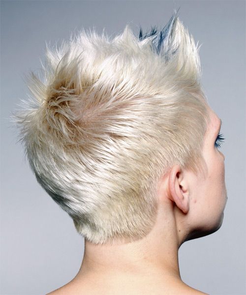 Spiky Platinum Pixie With Blue Tips — Very Short Haircuts