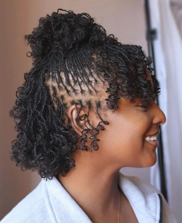 Side Parted Wavy Chin Bob Side Parted Wavy Chin Bob — Micro Locs Bob