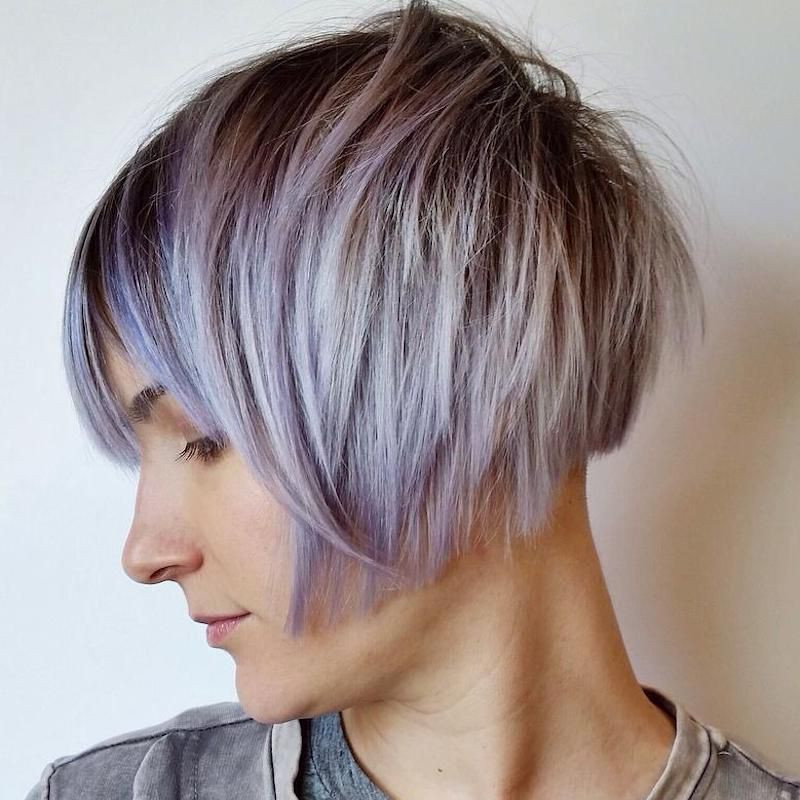 Grey Bob with Lavender Highlights Grey Bob with Lavender Highlights — Lavender Hair