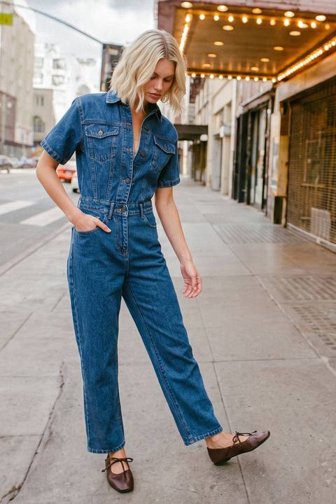 Medium Blue Denim Jumpsuit for City Exploration Medium Blue Denim Jumpsuit for City Exploration — Jumpsuits