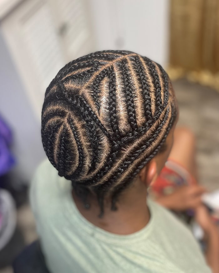 Swirling Diagonal Geometric Pattern — Cornrows for Men