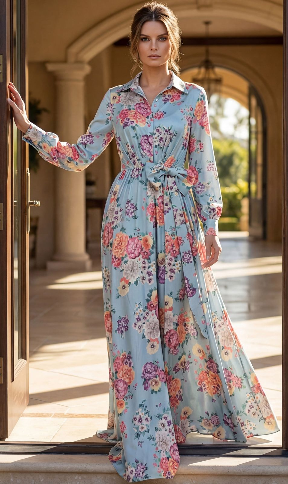 Floral Print Chiffon Dress with Belted Waist — Chiffon Dresses